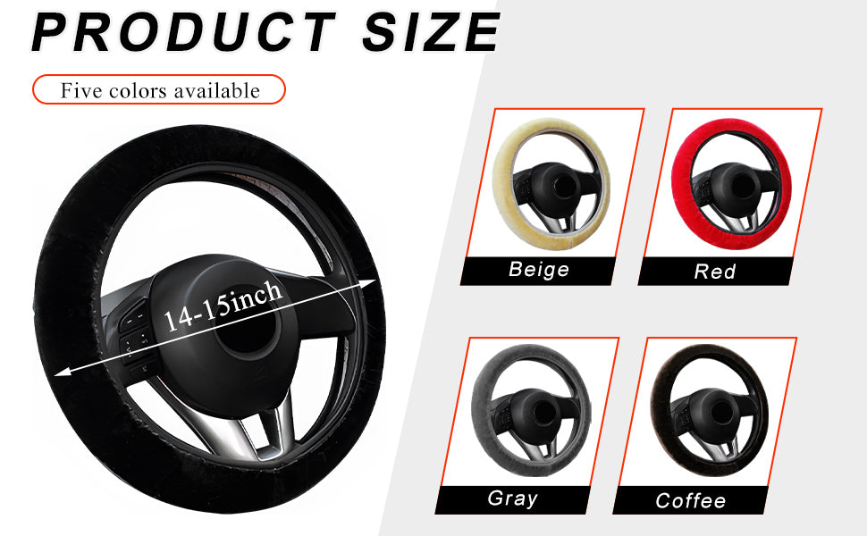 FrostHaven™ Fluffy Steering Wheel Cover – Universal Plush Winter Grip