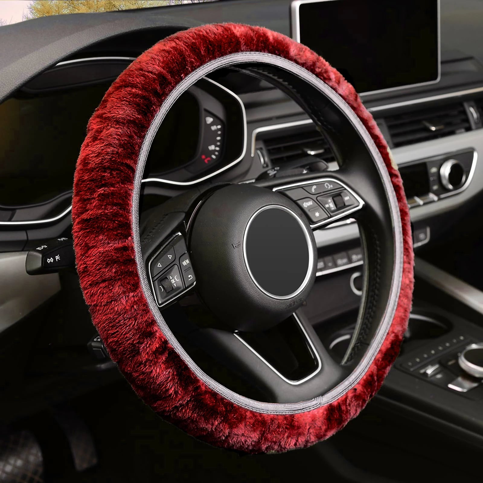 FrostHaven™ Fluffy Steering Wheel Cover – Universal Plush Winter Grip