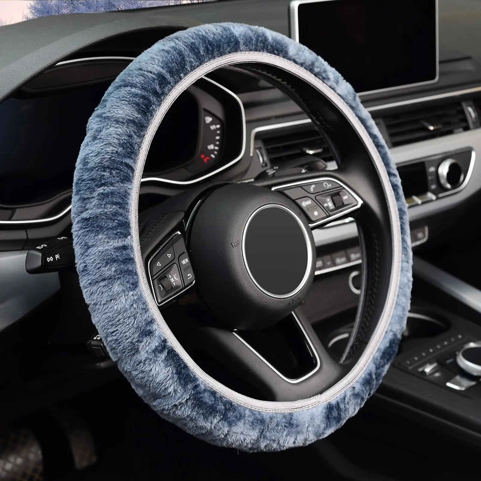 FrostHaven™ Fluffy Steering Wheel Cover – Universal Plush Winter Grip