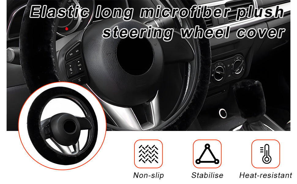 FrostHaven™ Fluffy Steering Wheel Cover – Universal Plush Winter Grip