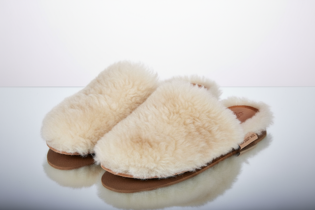 Genuine Sheepskin Fleece Insoles with silver and white background